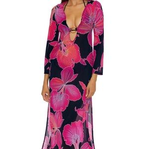 Trina Turk Mesh Maxi Cover-Up Dress in Fleury